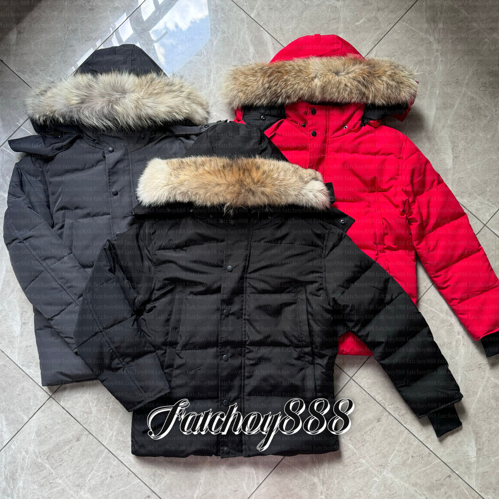 Designer canada Jackets Men Down Jacket goosse Coat High Quality Real Big Wolf Fur Women Wyndham Overcoat Clothing Fashion coat Winter Jacket Outerwear Park