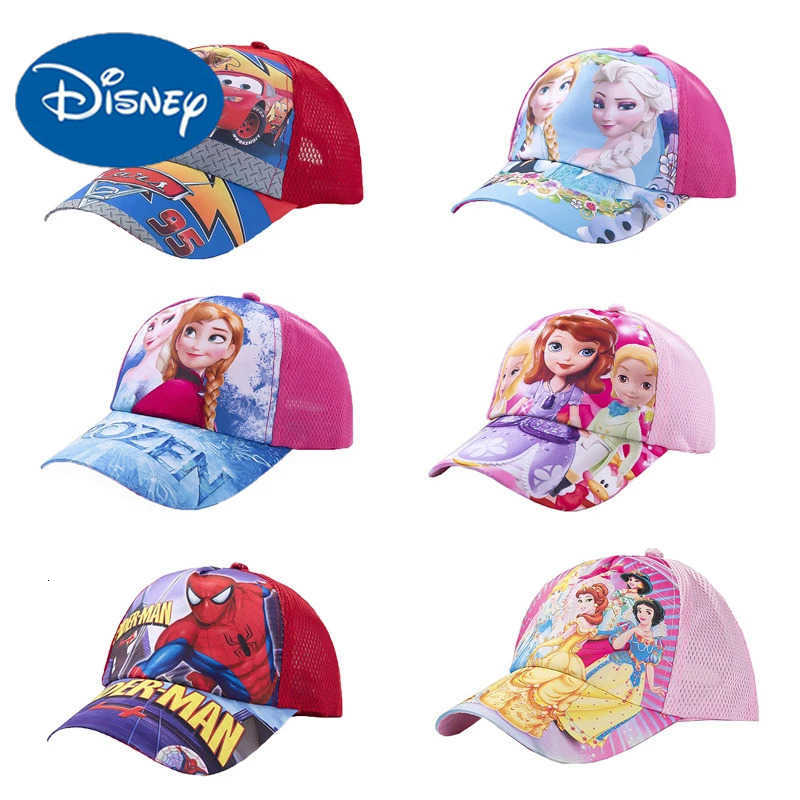 Disney Princess Elsa Childrens Hat Snow White Cartoon Boys and Girls Baby Sunshade Baseball Hat Childrens Sunscreen Mesh Hat H250926