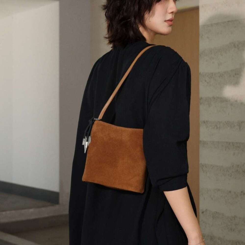 Genuine Suede Soft Leather Handbag for Women 2025 Autumn Winter New High-end Versatile Shoulder Bucket Bag