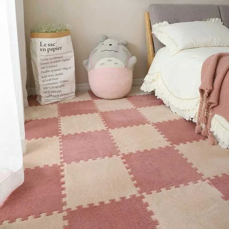 Plush Puzzle Foam Floor Mat for Kids Thick Interlocking Fluffy Tiles with Border Square Rug Bedroom Baby Jigsaw Puzzle Play Mat C250926