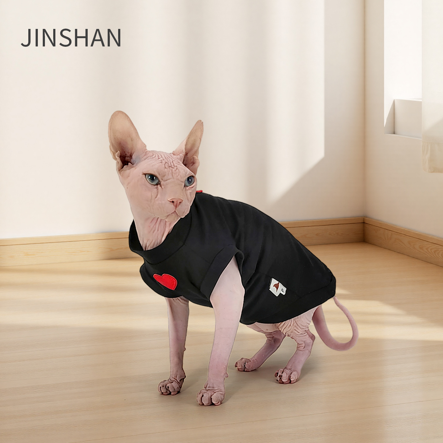 Elegant Sphynx Cat Clothing: Premium Lightweight Vests & Tops w/ Delicate Heart Patterns