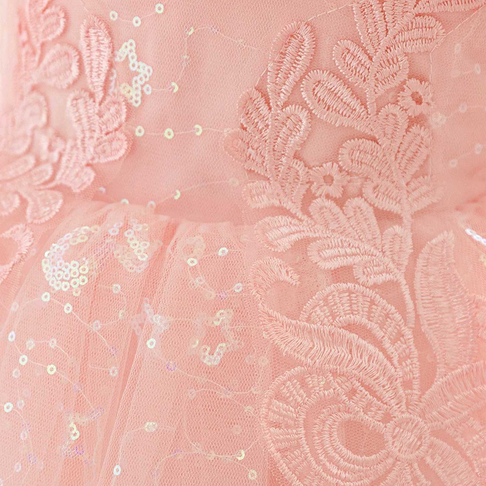 Elegant Sequin Party Baby Girl Dress Toddler Tulle 1st Birthday Princess Dresses for Kids Pink Bow Wedding Bridesmaids Prom Gown Z250926