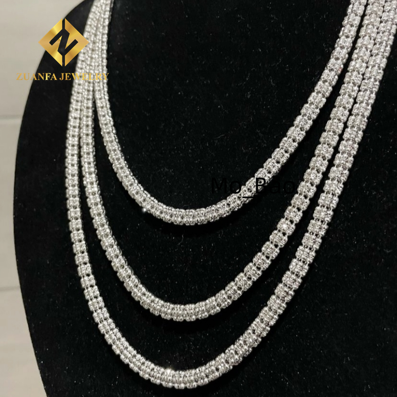 Fine Jewelry 925 Sterling Silver Men Hip Hop Necklace Gold Plated 4MM Two Tone Link Chain Necklace Franco Rope Chain