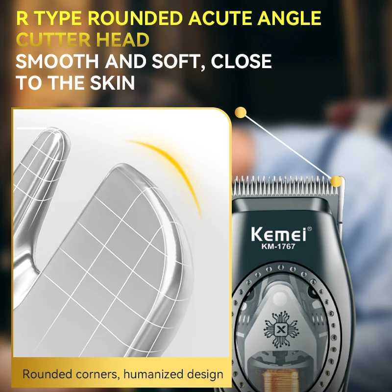 Kemei Trimmer Professional Hair Trimmer DLC Blade Haircut Machine 9000 RPM Magnet Motor Trimmer Electric Clipper for Men KM1767 R250926