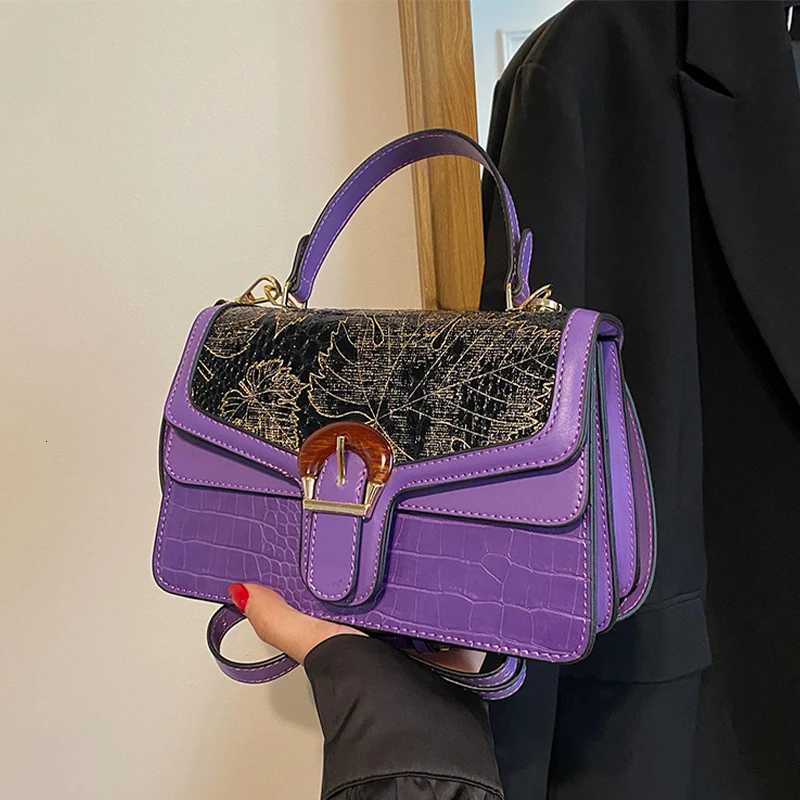 Mini Small Square Bag Luxury Purple Shoulder Bag For Women Crocodile Pattern Crossbody Bag Soft Top Handle Tote Designer Handbag Z250926