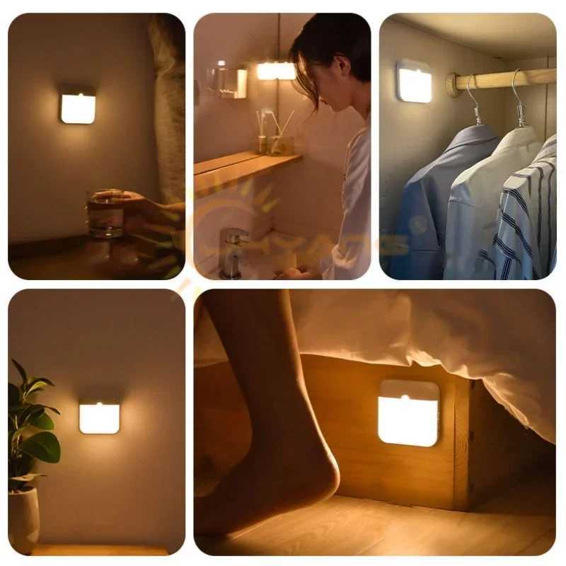 Motion Sensor Light USB Night Light LED Lamp With Switch Rechargeable Inductor Lights For Kitchen Stairs Hallway Closet Bedroom C250925