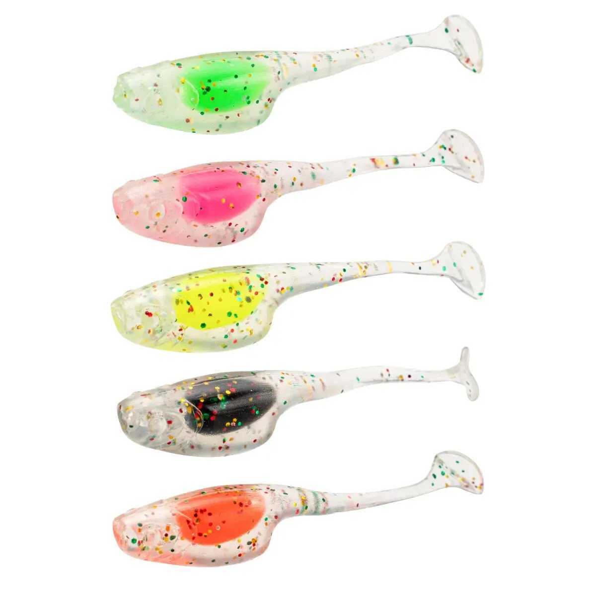 25pcslot Padd TTail Shad Ajing Fishing Lure 5cm 08g Rockfish Rubber Soft Lure Artificial Bait Bass W250926