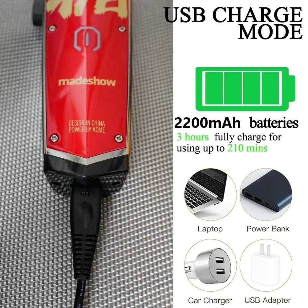 Professional Hair Clipper Madeshow M10 0mm Bald Head Trimmer 2200mAh 7000 RPM Barber Finishing Hair Clipper for Man R250926