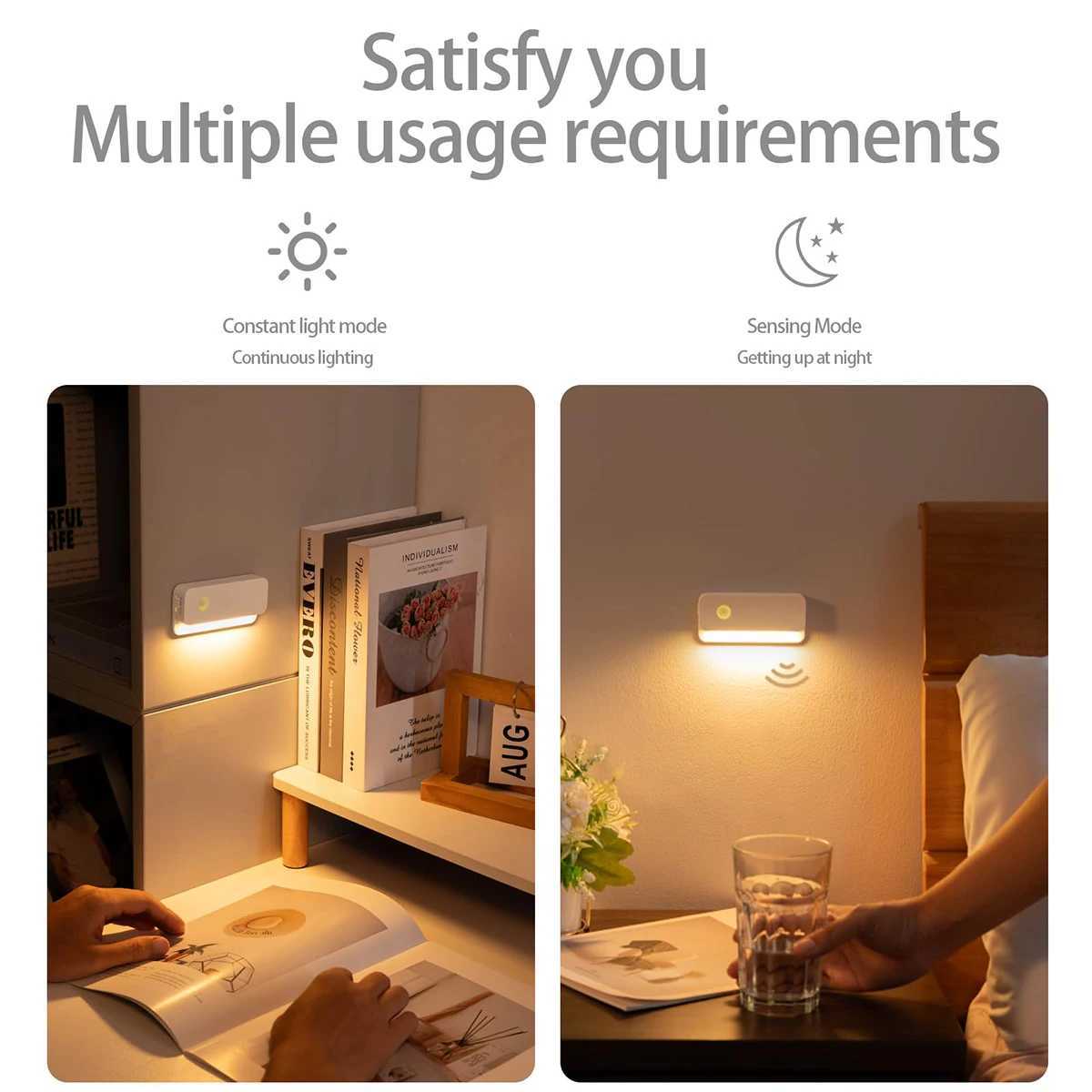 Sensor Led Night Light Magnetic Small Lights Rechargeable Mini Wireless Lamp Stairs Hallway Motion Home Energy Saving Smart Wall C250925