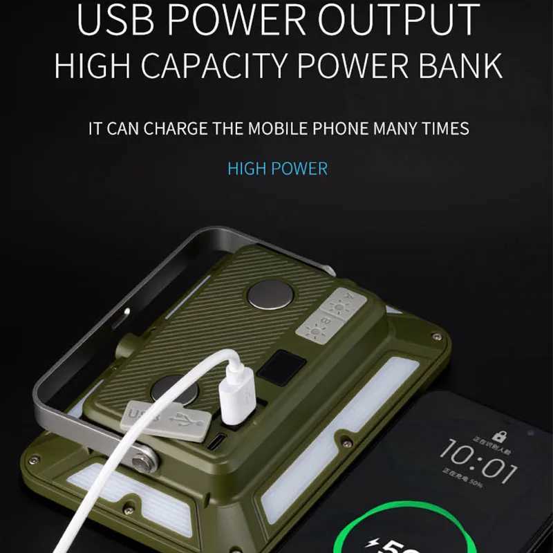 Rechargeable Magnetic Work Light Rechargeable Camping Lamp Super Bright Outdoor Emergency Torch Lights Builtin 4000mAh Battery C250925