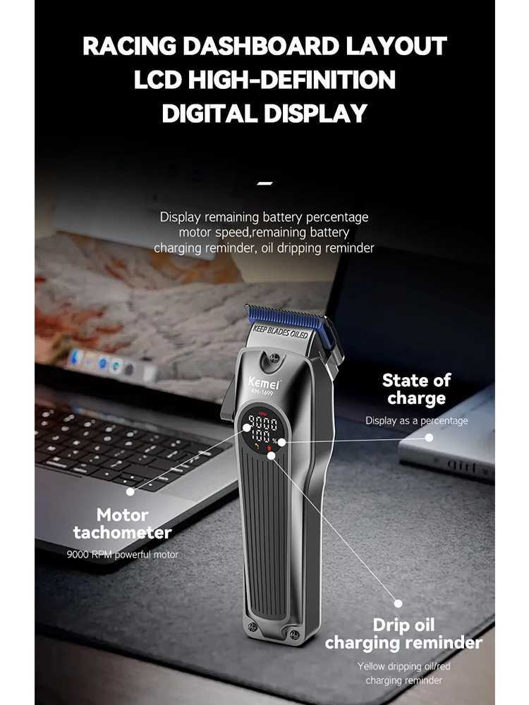 Kemei 1699 Electric Shaver Hair Cutting Machine Wireless Hair Clipper Professional Precision Adjustment Trimmer for Barber Shop R250926