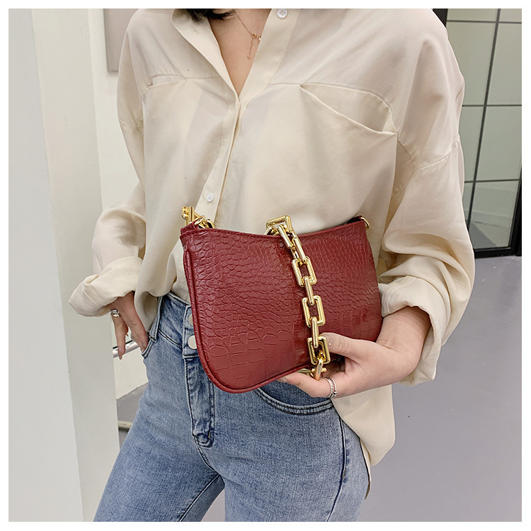 2025 Autumn/Winter Women's New Texture Bag French Personalized Light Luxury Retro Style Stone Pattern Handbag Fashion Chain Shoulder Bag Designer