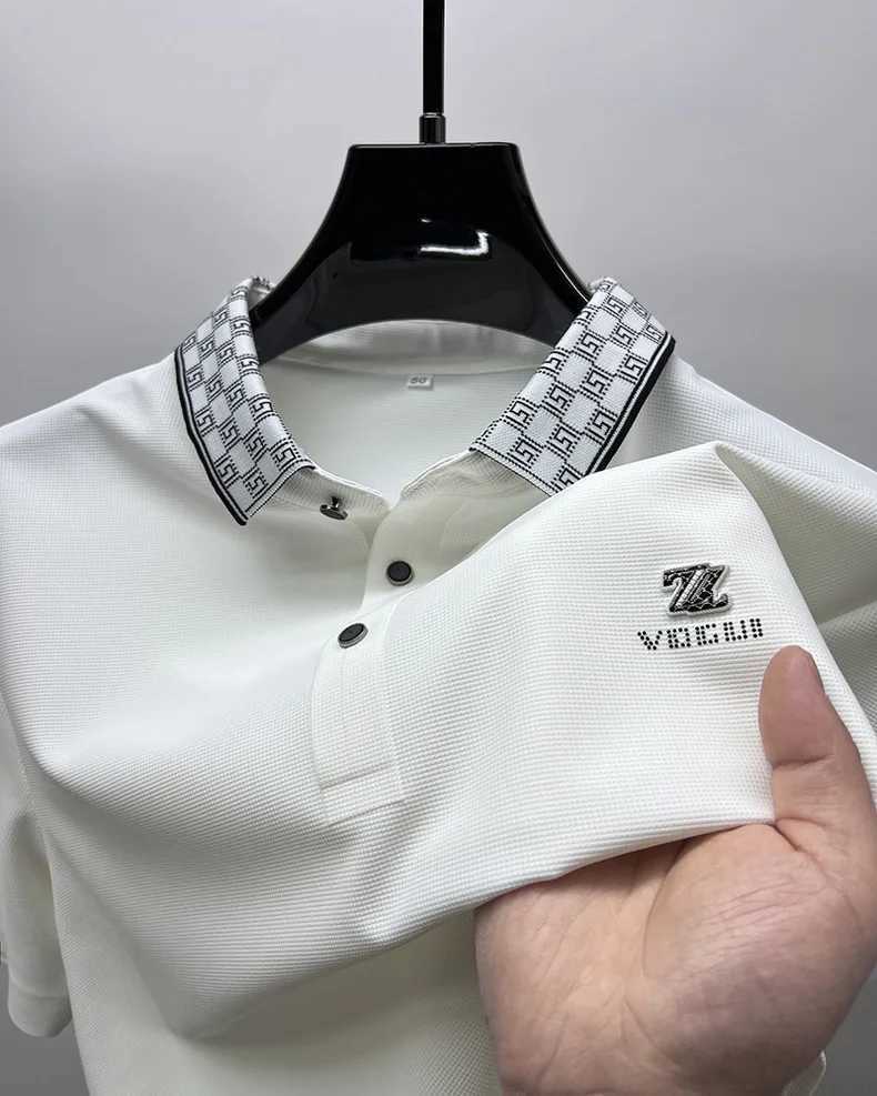 Highend brand short sleeve mens POLO shirt Summer New fashionable and personalized print design breathable ice silk Tshirt L250926