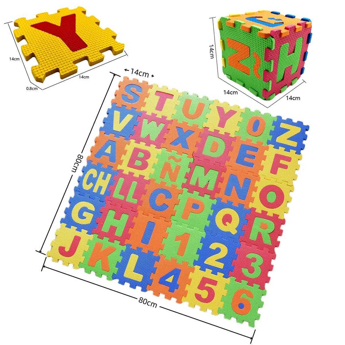 36pcspack 14cm Big Mats Children EVA Foam Spanish Alphabet Letters Numbers Floor Soft Baby Mat 3D Puzzle Kids Educational Toys C250926