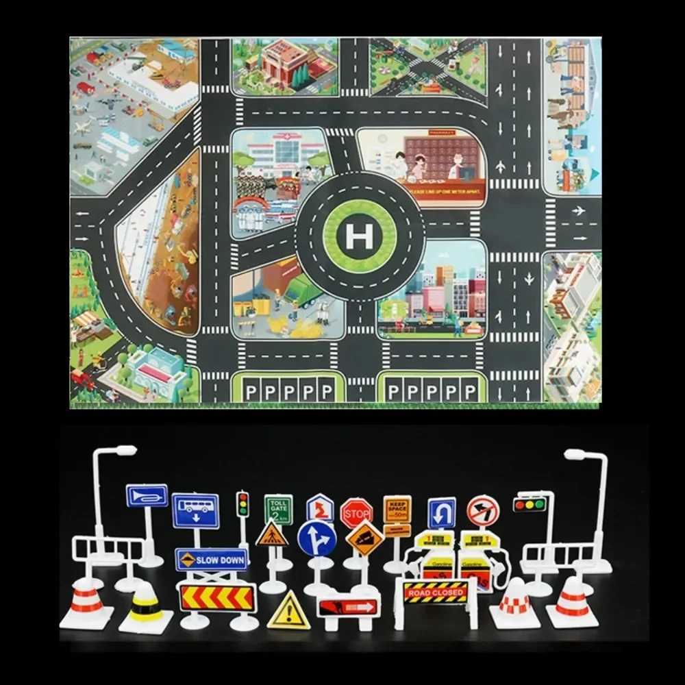 Baby Play Mat City Traffic Road Map Mat Carpet City Car Parking Lot Roadmap Traffic Signs Baby Climbing Playing Mat Game Y250926