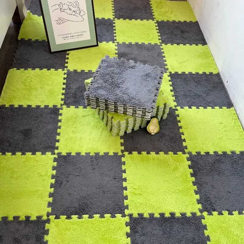 Baby Patchwork Crawling Mat EVA Interlocking Foam Plush Carpet Soft and Fluffy Bedroom Pad Baby Anti Fall Floor 116pcs C250926