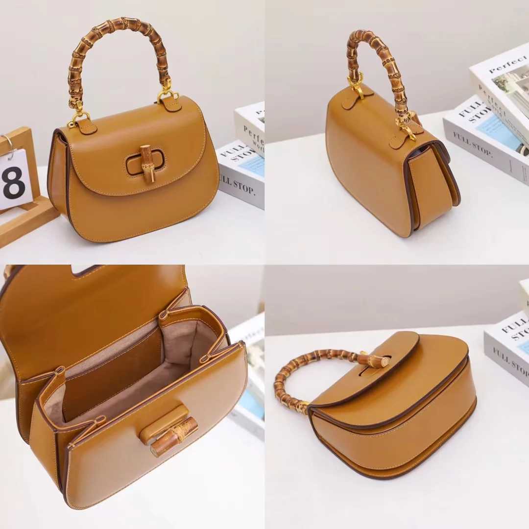 Fashion Genuine Leather Women Small Handbags Splicing Design Lady Saddle Hand Bags With Bamboo Handle Z250926