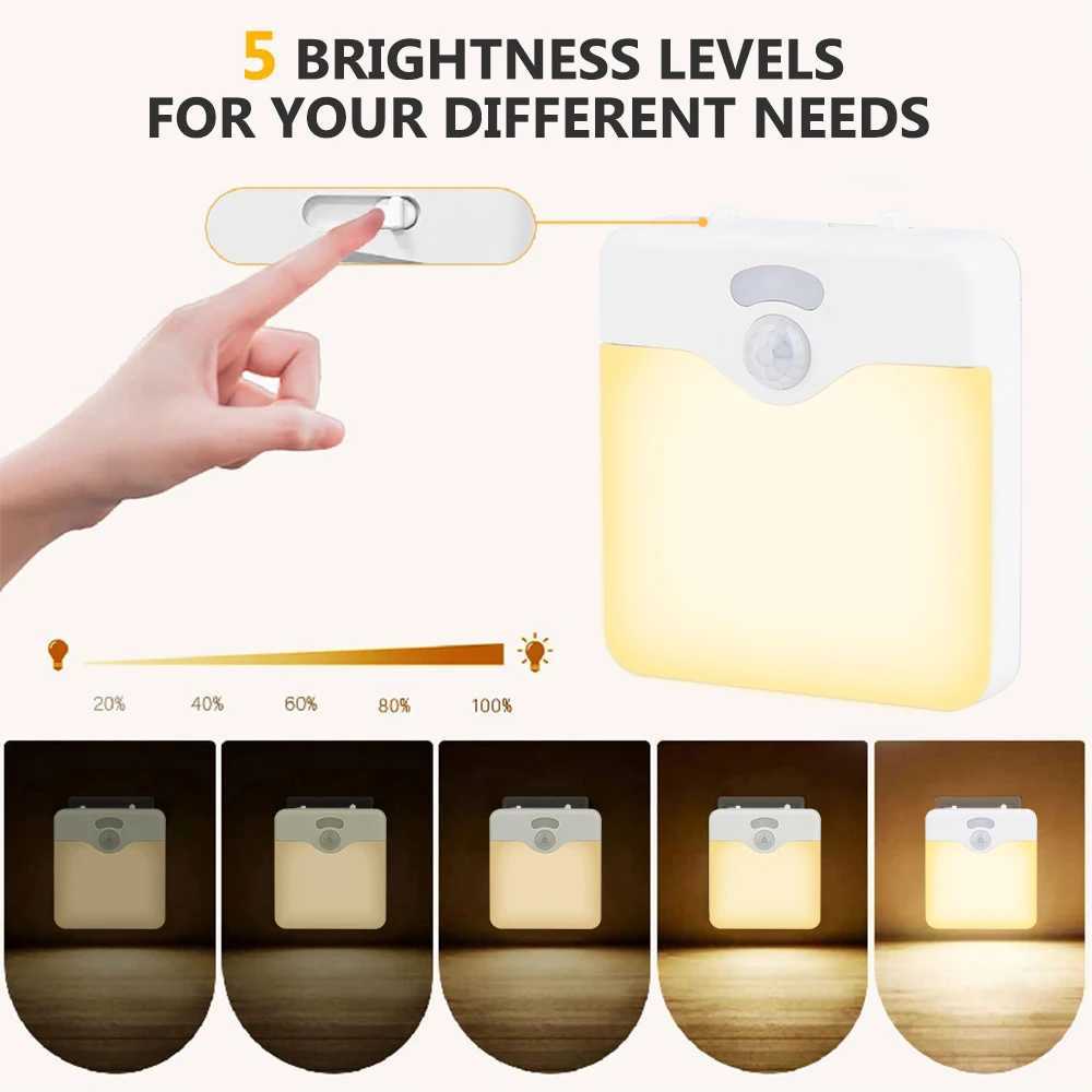 Motion Sensor LED Night Light UK EU Plug Dimmable Wireless Lamp for Kids Room Energy Efficient Dusk to Dawn Sensor Stairway Lamp C250925