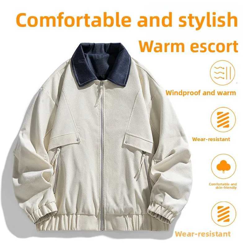 M8XL New Style Large Size Denim Fake Twopiece Jacket for MenPersonalized Contrast ColorLoose Hong Kong Style Mens Outerwear W250926