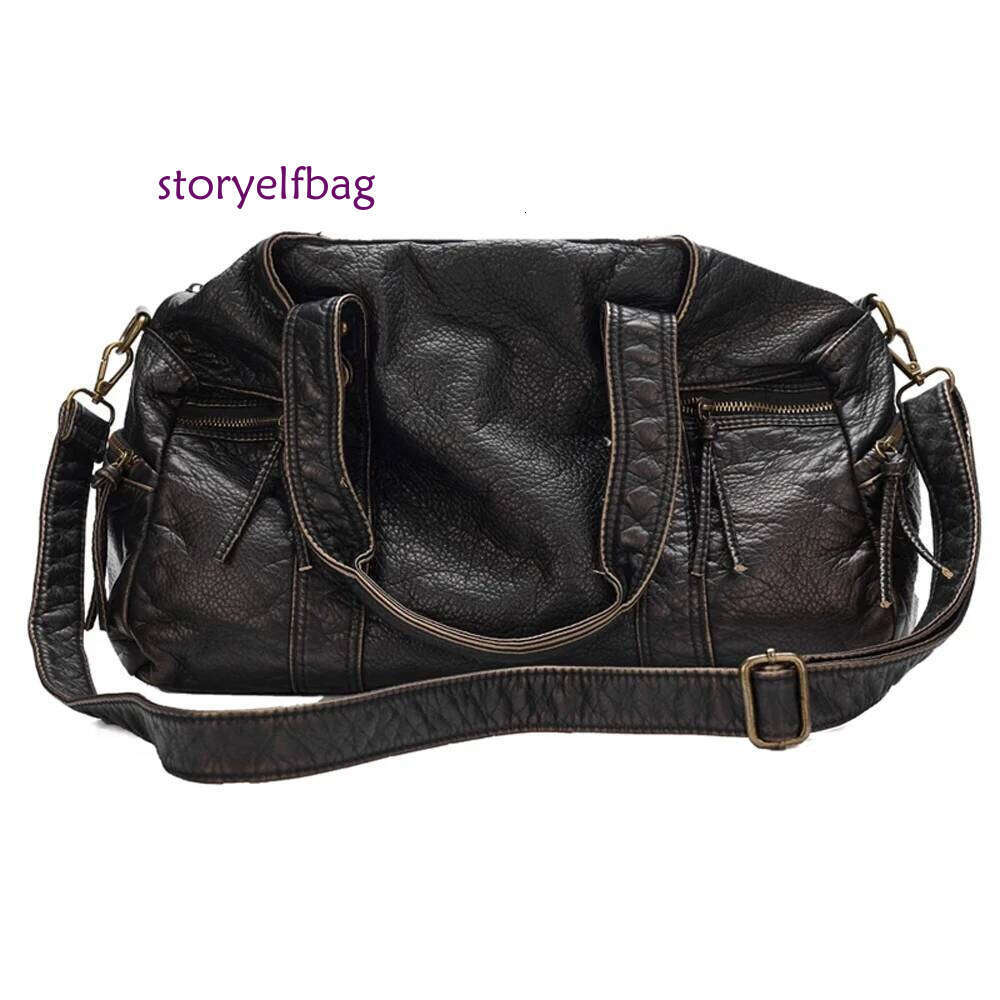 Annmouler Large Capacity Motorcycle New Fashion Women Handbag Soft Pu Leather Tote Lady's Crossbody Bag