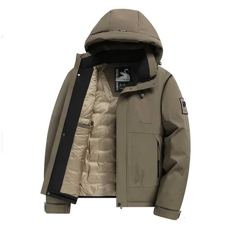Hooded White Duck Down Jacket 2025 Winter Thick Warm Simple Coat Mens Outdoor Casual Multi Color Sizes Available W250926