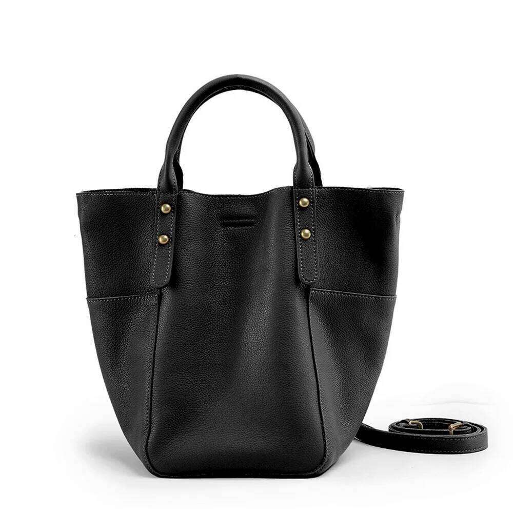 Handmade Vintage Top Layer Cowhide Bucket Leather Hand Bill Shoulder Crossbody Bag Women's Purses And Handbags suotong2509