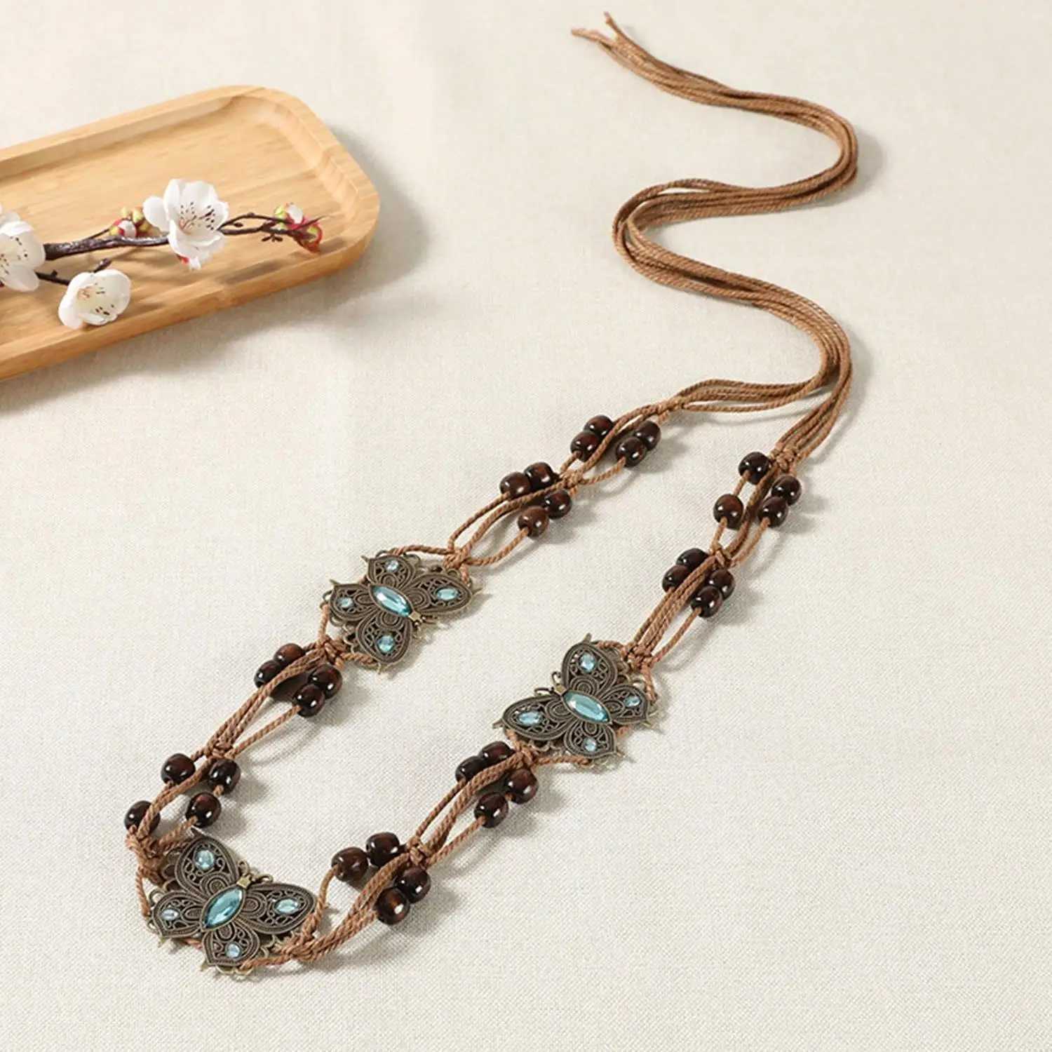 Vintage Ethnic Trend Butterfly Belt Bohemian Style Brown Braided Waistline Women With Dress Sexy Belt Y2k Belt Waist Rope L250926
