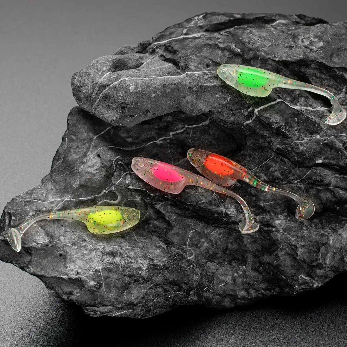 25pcslot Padd TTail Shad Ajing Fishing Lure 5cm 08g Rockfish Rubber Soft Lure Artificial Bait Bass W250926