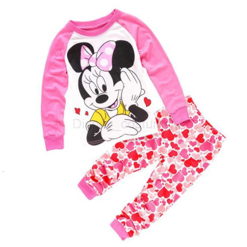 Disney New Girls Long Sleeve Pyjamas Kids Minnie Pajamas Baby Cotton Pijama Children Sleepwear Girls Clothing Sets Baby Wears H250926