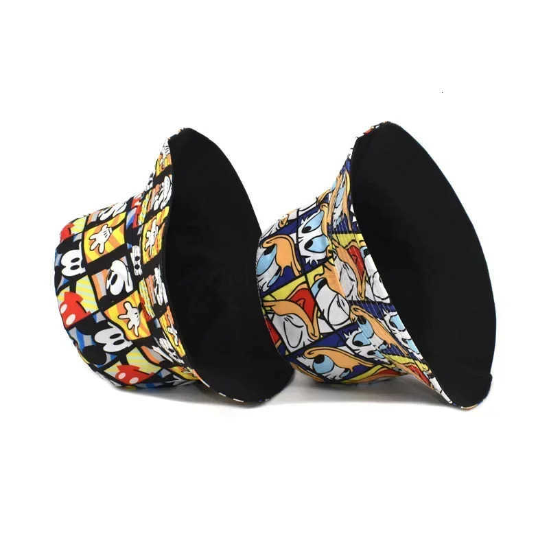 Disney Mickey Minnie Mouse Fisherman Hats Kawaii Donald Duck Printed Children Cosplay Beanies Caps Man Woman Outdoor Sun Hats H250926