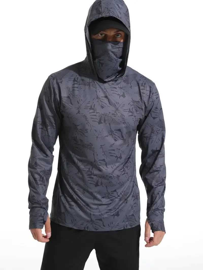 Fishing Shirt Hooded Men Fishing Clothes Outdoor Summer Mask Hoodie Sun Uv Protection Performance Jersey Z250926