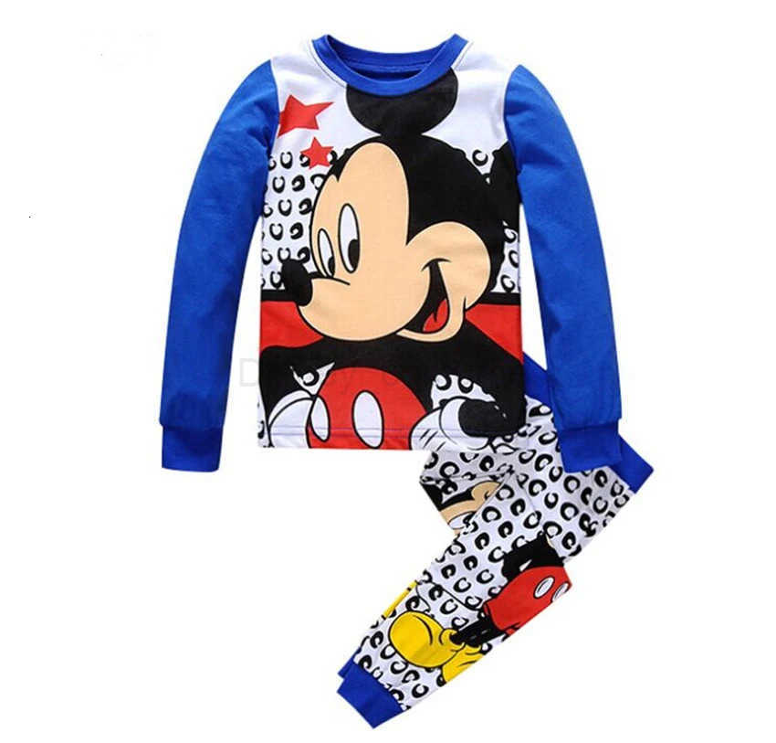Disney New Kids Pajama Set Cotton Soft nightwear Mickey Loungewear Long Sleeve Pjs Sleepwear for Toddler Boys pajamas Girls nighty H250926