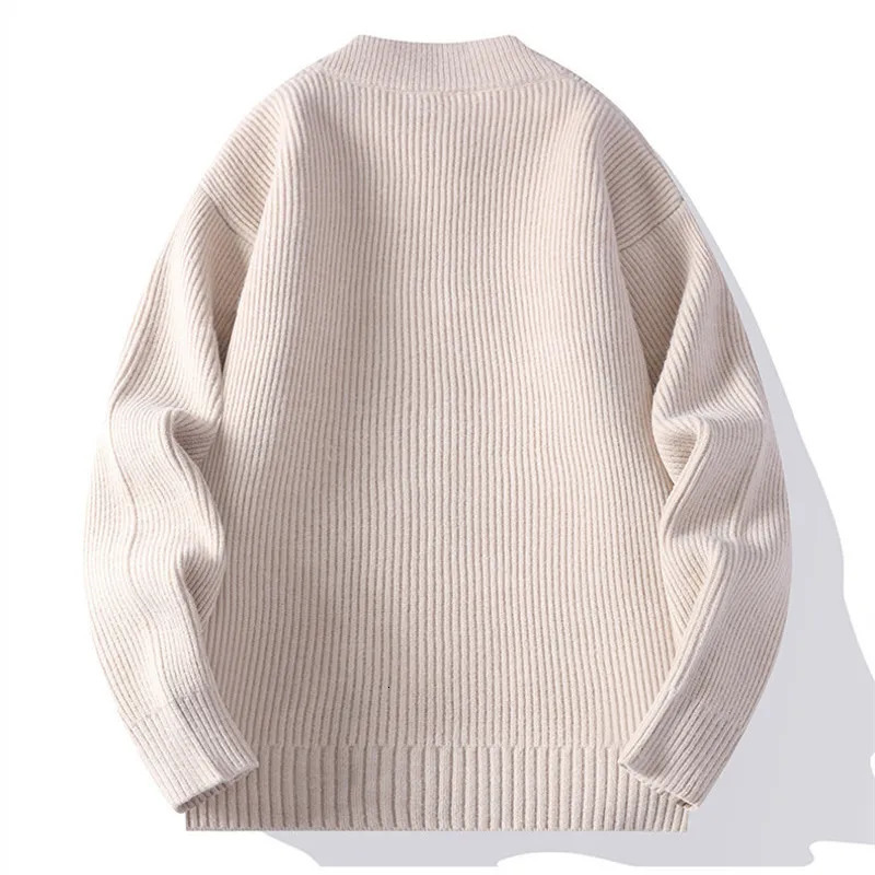 Autumn Winter Youthful Vitality Knit Sweatercoat Men Stand Collar Loose Casual Knitted Cardigan Mens Chic Casual Sweater Jackets 250922