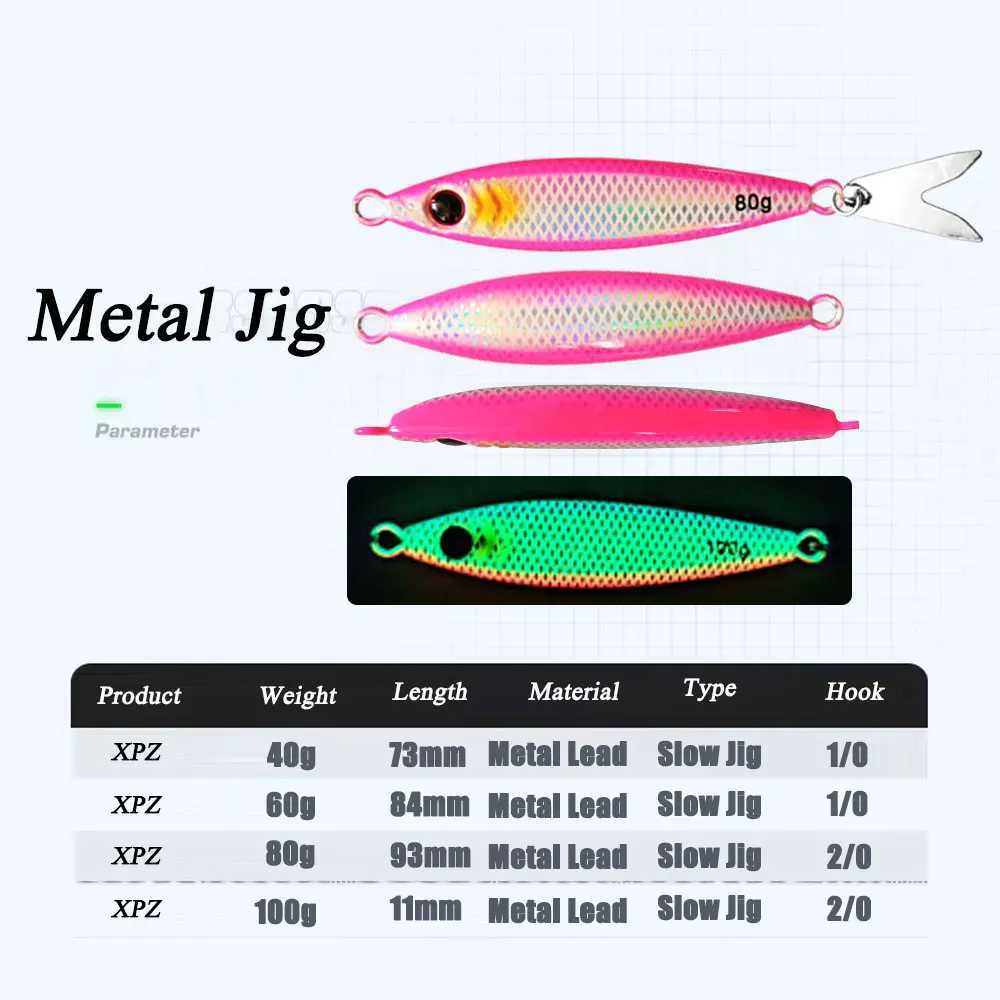AS Slow JIg Pesca Lure Fishing Glow Jig Slow Falling Angr 40g60g80g100g Metal Hard Bait Sinking Jigging Pesca urre Bait W250926