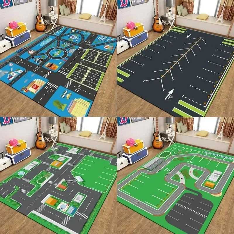 Transportation Track Crawling Mat Childrens Living Room Carpet Area Rug for Kids Bedroom Nonslip Machine Washable Floor Mat C250926