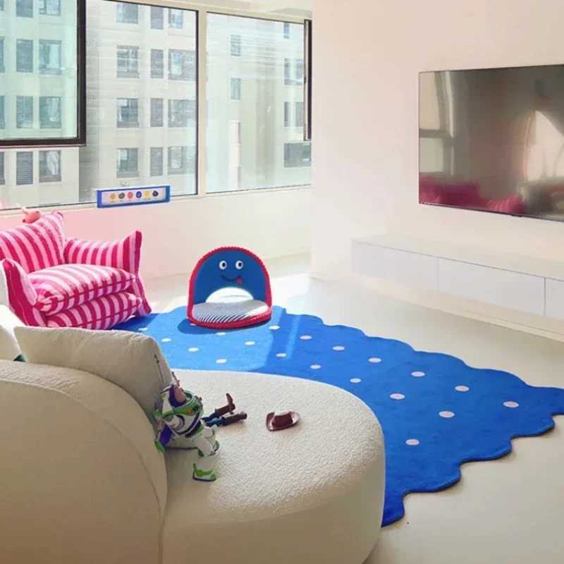 Klein Blue Irregular Decorative Living Room Carpet Simple Bedroom Soft Rug IG Cloakroom Leisure Area Plush Mats Tapis C250926