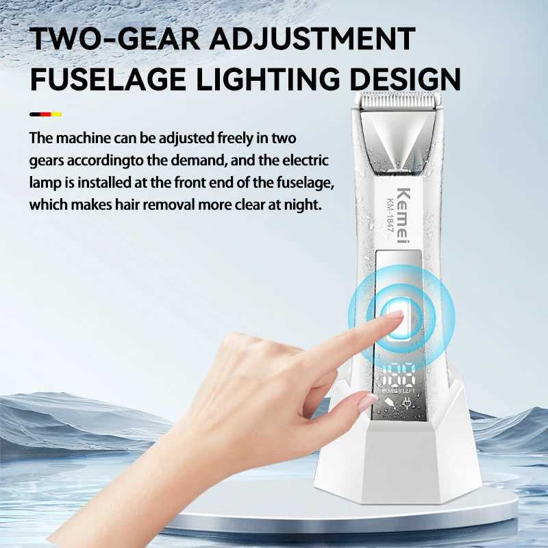 KEMEI Professional Hair Trimmers Clippers Usb Rechargeable Cordless Electric Groin Hair Trimmer KM1847 R250926