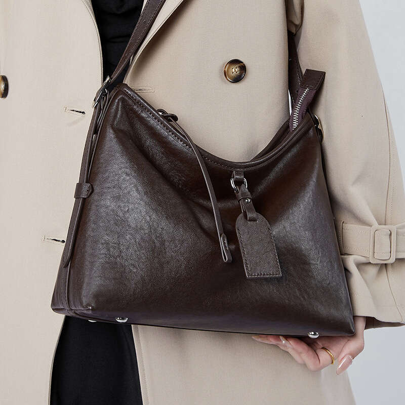 Luxury bag Genuine Women s Lazy Style Top Layer Vegetable Tanned Leather Tote Large Capacity Shoulder Simple Versatile Crossbody Bag