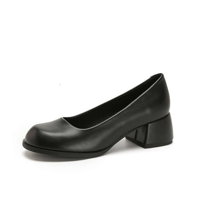 French Minimalist Designer Shoe Off-White Mary Jane 2025 Super Leather Shallow Mouth Single Shoes Chunky Heel High Heels Women New