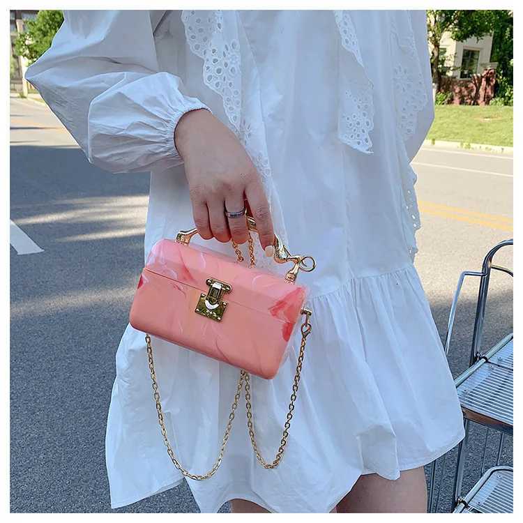 Square Box Party Handbag For Women Metal Leopard Handle Marbling Shoulder Chain Bag Female Tote Crossbody Bag Wedding Pouch Z250926