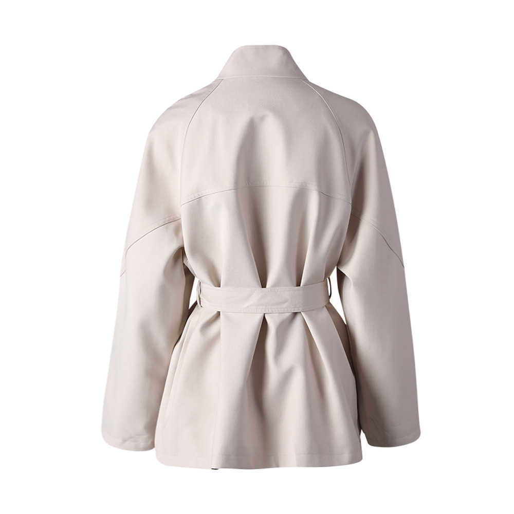 Hepburn Sle Elegant HighEnd Stand Collar Trench Coat for Women Autumn New LaceUp WaistCinng Versatile Oversized Jacket Short Coat W250926