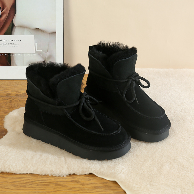 CE designer shoes Free shipping oxhide affordable luxury Winter anti slip snow boots with thick plush cotton shoes Odor-free yellow