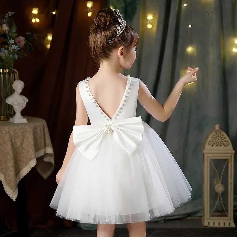 New Girls Princess Dress Summer Tulle Big Bow Girls Wedding Dress Piano Performance Costume Host Costume 210 Years Kids Clothes Z250926