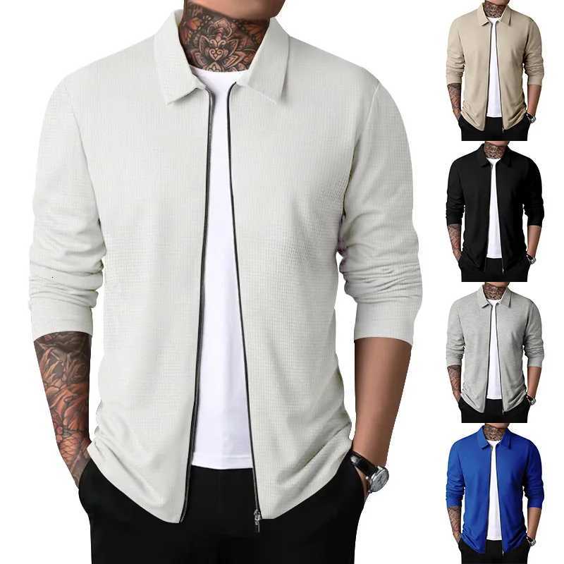 Autum Mens Solid Color Sweatshirt Oversized Lapel Jacket Warm Coat Sport Turndown Collar Tops Long Sleeve Sports Jackets W250926
