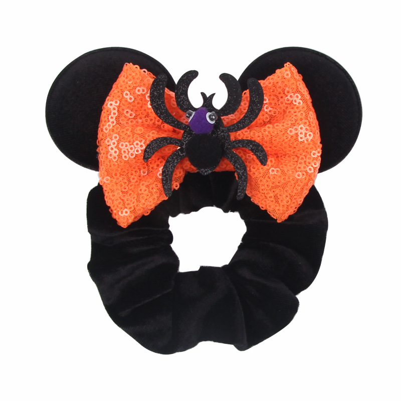 Disney hair ring for Halloween girls hair accessory Mickey Christmas thickened velvet sausage elastic gold velvet hair for Halloween or Christmas Acce