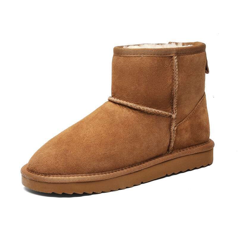 Sheepskin Thick-Soled Snow Boots for Women, Short Tube, Thickened Loafers, Warm and Fleece-Lined, Winter 2024 Cotton Shoes