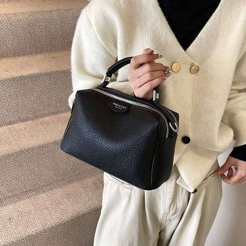 new Fashionable Crossbody Women's PU Leather Simple High Quality Tote Bag Vintage Boston Handbag Female Shoulder Bags