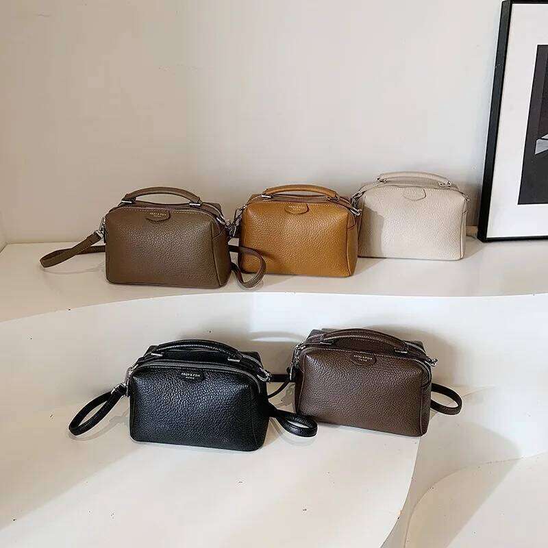 new Fashionable Crossbody Women's PU Leather Simple High Quality Tote Bag Vintage Boston Handbag Female Shoulder Bags