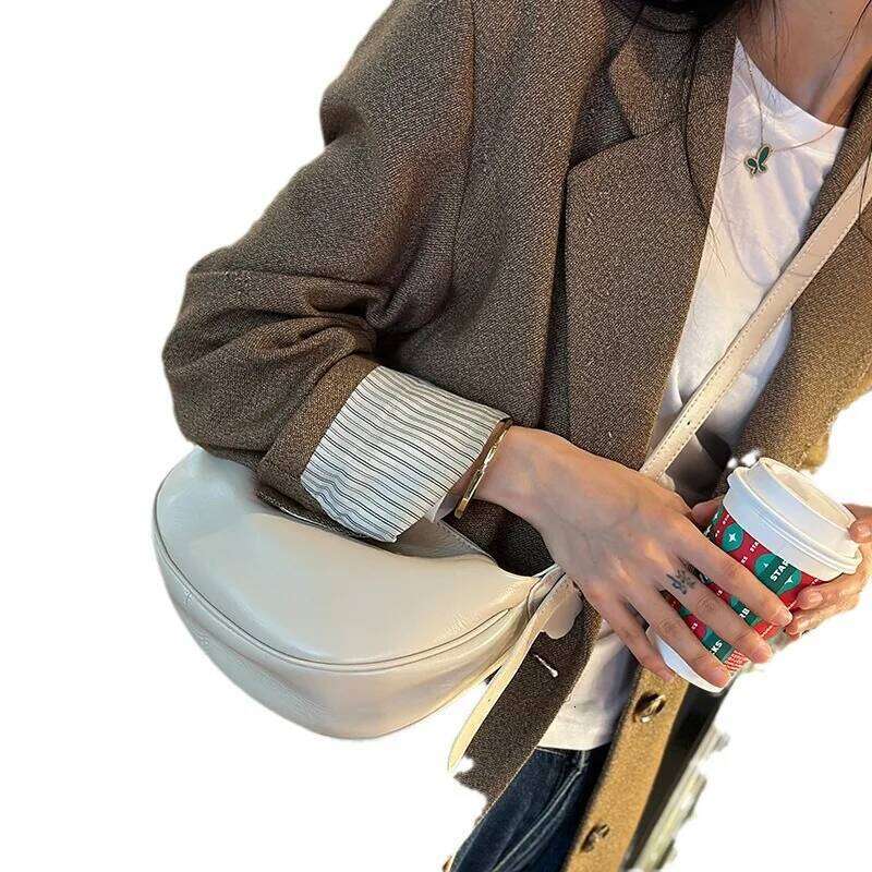 Leather Armpit Dumpling Vintage Commuter Cowhide Shoulder Crossbody Bag Women's Saddle Purses And Handbags suotong2509