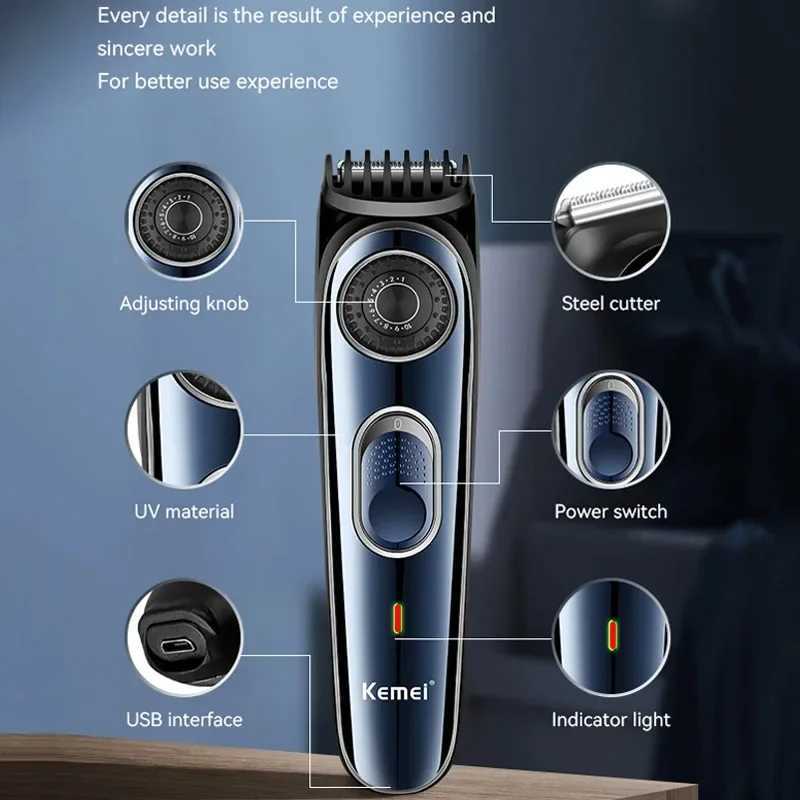 Kemei Hair Clipper Km1256 Barber Blading Hair Cutting Machine Clipper Grooming Cordless Rechargeable Shaver R250926